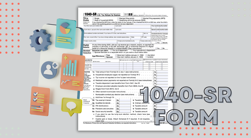 An example of the blank 1040-SR tax form for U.S. seniors
